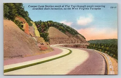 West Virginia Turnpike Creeper Lane Section South Of Flat Top Vtg WV Postcard • $2.66