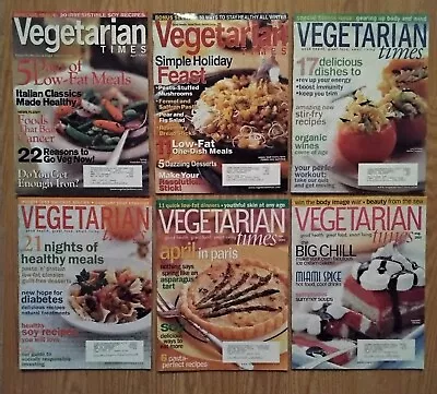 Vegetarian Times Magazine Lot Of 6 - 2 From 1999 - 2 From 2000 & 2 From 2001 • $4