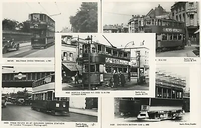 London Trams Various Locations 5 X RPPC Pamlin Postcards VGC. (9247) • £5.85
