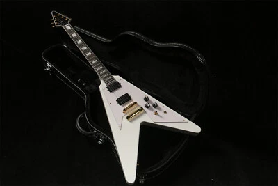 $285 • Buy White Flying V Elelctric Guitar Black HH Pickup Gold Hardware White Pickguard 