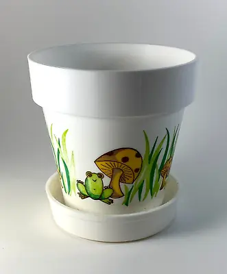 Vtg Frogs And Mushrooms Plexite Plastic Planter And Tray Retro 1970s Cindy 76 • $24.95
