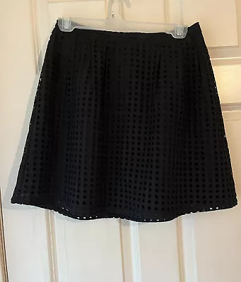 J.Crew Black Eyelet Cotton Mini Skirt Lined Women Size 4 • $14.99