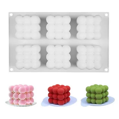 £3.83 • Buy 3D-Cube Wax Candle Plaster Mould Silicone Square Bubble Dessert DIY Mold Tools