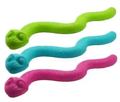 £9.99 • Buy Tuffs TPR Treat Snake Rubber Squeaky Boredom Breaker Dog Toy Assorted Colours X1