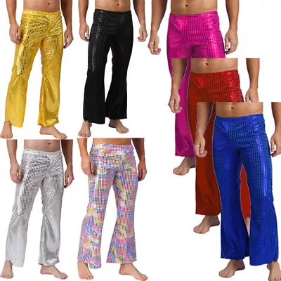 Mens Straight Leg Pants Stylish Long Pants Hip Hop Performance Flared Pants • $11.95