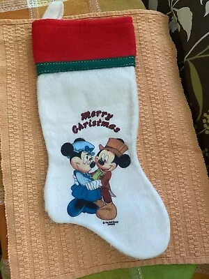 Disney MICKEY MOUSE /Minnie Mouse Christmas Stocking Felt Vintage Holiday • $9.98