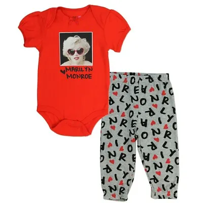 Marilyn Monroe Baby Girl Red & Gray 2 Pc Short Sleeve Bodysuit & Pant Outfit • $18