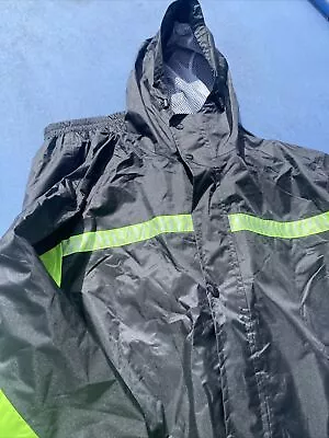 Unisex Waterproof Motorcycle Motorbike 2 Piece Rain Over Jacket Trouser Suit • $24.90