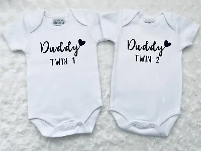 Personalised Twin Baby Vests Gifts For Twin Babies Baby Shower • £18