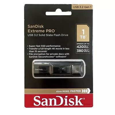 SanDisk 1TB SDCZ880 Extreme Pro USB 3.2 Solid State Flash Drive - 420MB/s • $252.95