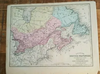 Antique Colored MAP OF THE BRITISH PROV. - 1872 Mitchell's New Interm. Geography • $30