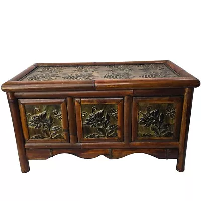 Table Top Wood Mini Chest With 3 Frawers And Metal Rmbossed Accents  • $39.99
