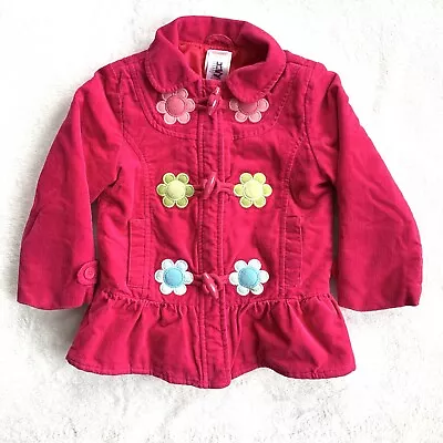 Gymboree Size XS 3-4 Girl Pink Velvet Floral  Smart And Sweet  Line Coat Jacket • $17.98