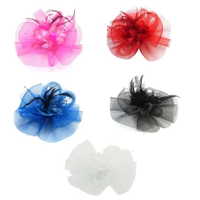 Headwear Net Veil Flower Fascinator Feather Headdress Hair Clip Wedding Party  • $4.99
