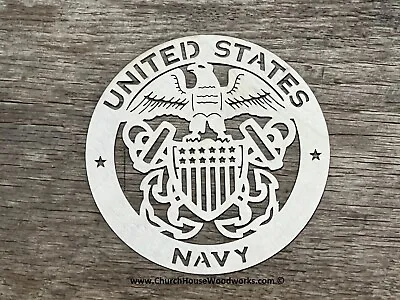 Wood Navy Laser Cut Military Insignia Emblem Logo Plaque US Armed Forces • $3.49