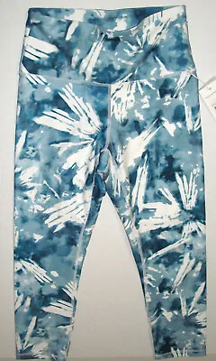 Womens L Marika Tie Dye Capri Leggings Pants New NWT Dark Teal White Balance Yog • $69