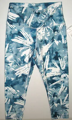 Womens S Marika Tie Dye Capri Leggings Pants New NWT Dark Teal White Balance Yog • $24.15