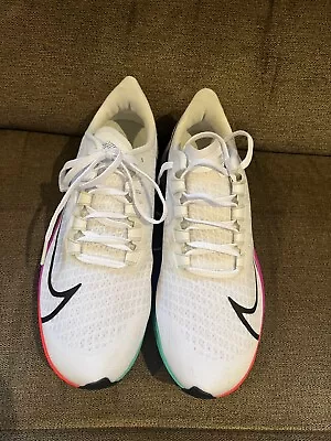 Nike Air Zoom Pegasus 37 White Multi-color Bq9646-103 Men's Running Shoes Size 9 • $59.99