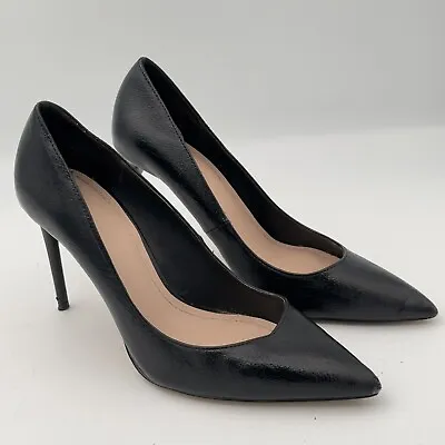 $25.85 • Buy Black Leather Zara Woman Platform Pumps Heels Court Shoes 40