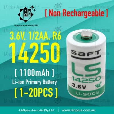 Saft LS14250 ER14250 3.6V Lithium Battery 1/2AA R6 Li-SOCl2 Nipple Top Battery • $8.79