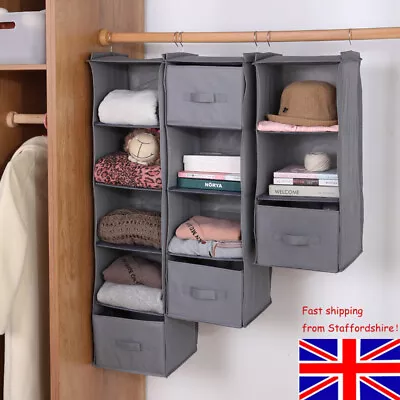 Tidy Hanger Hanging Boxes Wardrobe Storage Shelf Closet Organiser Clothes Box UK • £6.99