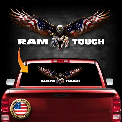 $34.99 • Buy Fits Dodge Ram Rear Back Window American Flag Decal Sticker