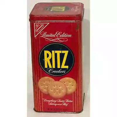 Vintage 1986 Nabisco Ritz Cracker Tin Can Farmhouse Rustic Shabby • $10