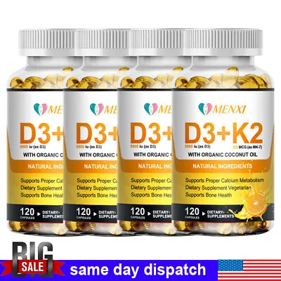 Vitamin K2 (MK7) With D3 5000 IU Supplement BioPerine Capsules Immune Health • $21.99