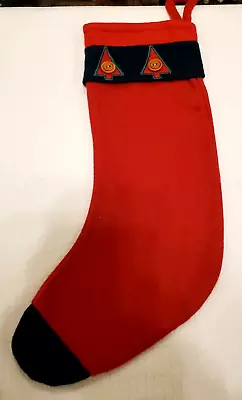 Midwest Of Cannon Falls RED WOOL Christmas Stocking W/Trees And Buttons • $22.99