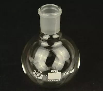 100ml Quickfit B34 Ground Neck Round Bottom Flask Borosilicate Glass Pyrex • £5.99