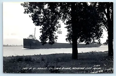 POSTCARD RPPC D O Mills Interlake Steamship St Clair River Marine City Michigan • $25.46