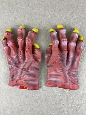 Devil Monster Gloves 2004 Paper Magic Group Halloween Costume Latex Yellow Claws • $13.79