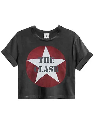 £19.99 • Buy Amplified The Clash Logo Charcoal Women's Ladies Cropped Tee T-Shirt