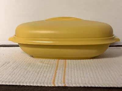 TUPPERWARE Microwave Vegetable Steamer #1273 Harvest Gold 3-pc. EUC • $12