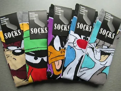 Looney Tunes Cartoon Socks 5 Designs / 1 Pair Unisex Size M Bugs Taz Daffy ++ • £4.39