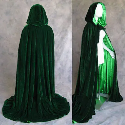 HOT Cloak Hooded Velvet & Satin Cape Renaissance Clothing Medieval Costume • $29.13