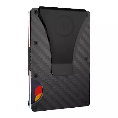 $9 • Buy Men's Wallet RFID Blocking Slim Carbon Fiber Aluminum Money Clip With Gift Box
