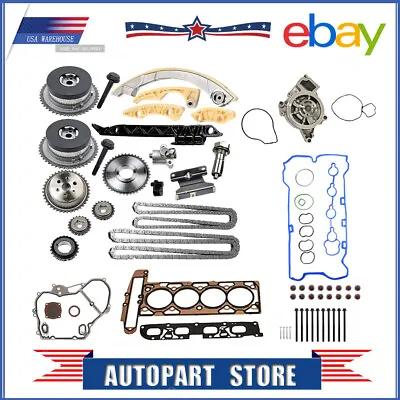 For GM Ecotec 2.2L 2.4L Engine Timing Chain Kit Head Gasket Bolts Set Water Pump • $278