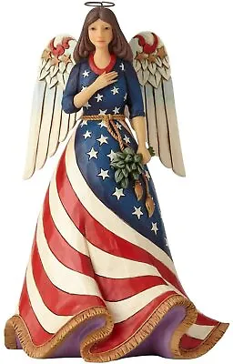 $55 • Buy Enesco Jim Shore Heartwood Creek Patriotic Angel With Flag Dress Figurine, 9.8 