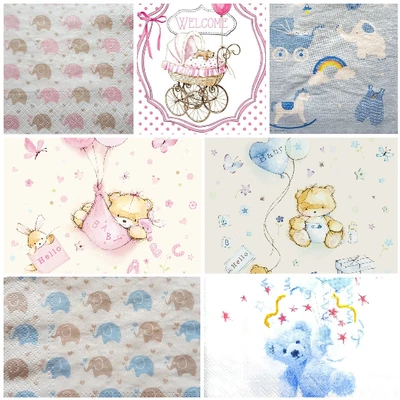 £2.79 • Buy Decoupage Baby Napkins X 4 Baby Boy Baby Girl Napkins Mix Packs Available