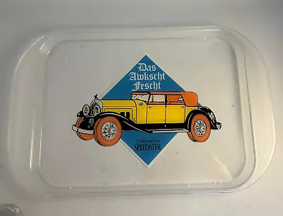 Vintage Clear Lucite Serving Tray Franklin Speedster Das Amkscht Fescht 17 X11  • $16.99