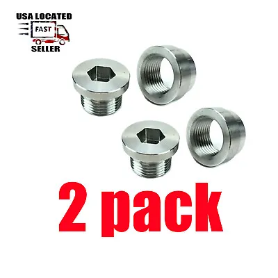 2 Pack O2 Sensor Weld In Exhaust Stepped Bung + Hex Plug Kit Stainless M18x1.5 • $16.99