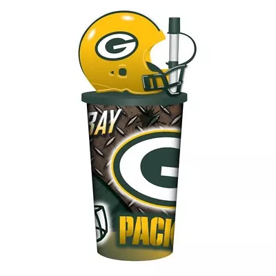 Green Bay Packers Plastic Cup With Lid An Straw Plus Removable Plastic Helmet. • $12