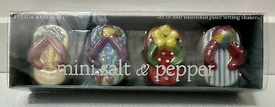 Boston Warehouse Flip Flops Mini Salt Pepper Shaker Set Of 4 NEW • £17.37