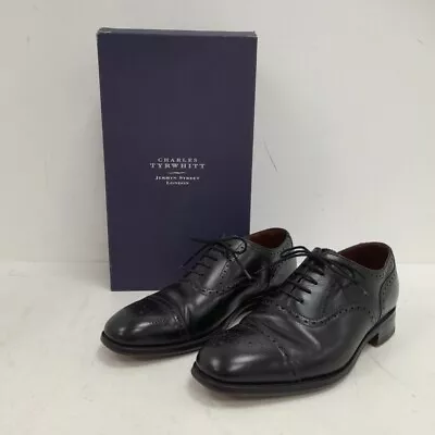 Charles Tyrwhitt Brogue Shoes Mens UK 6 Black Leather RMF53-RP • £7.99