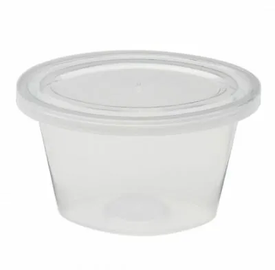 2oz & 4oz Round Food Containers Plastic Clear Tubs With Lids Deli Pots Sauce Dip • £4.49