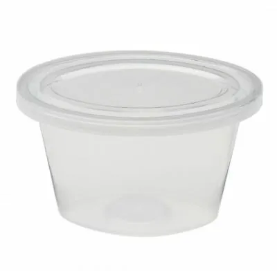 Clear Plastic Sauce Cups Lids 2oz/4oz Pots Round Container Deli Chutney Quality • £4.95