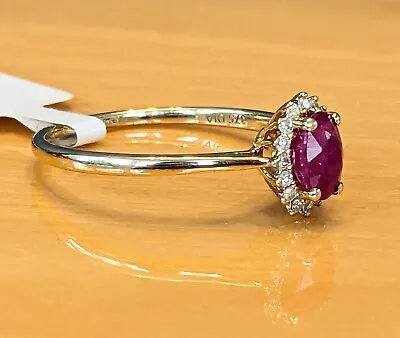 9ct Yellow Gold Ruby & Diamond Cluster Ring Size S. Rrp £300 • £150