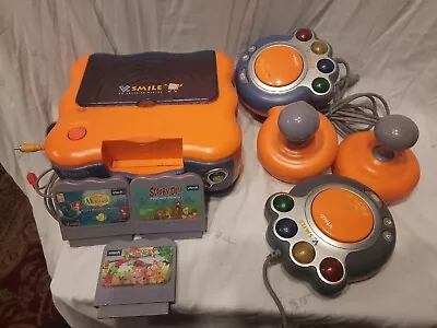 Vtech V Smile TV Learning System Console Bundle W/ 3 Games  2 Controllers • $25