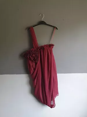 £12 • Buy Womens Love Label One Strap Ruffle Wrap Dress 10 S Small Pink Red Burgundy